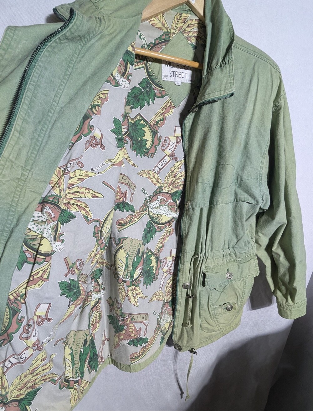Vintage Mulberry Street Field Jacket Olive Green Utility Coat L - Picture 7 of 8